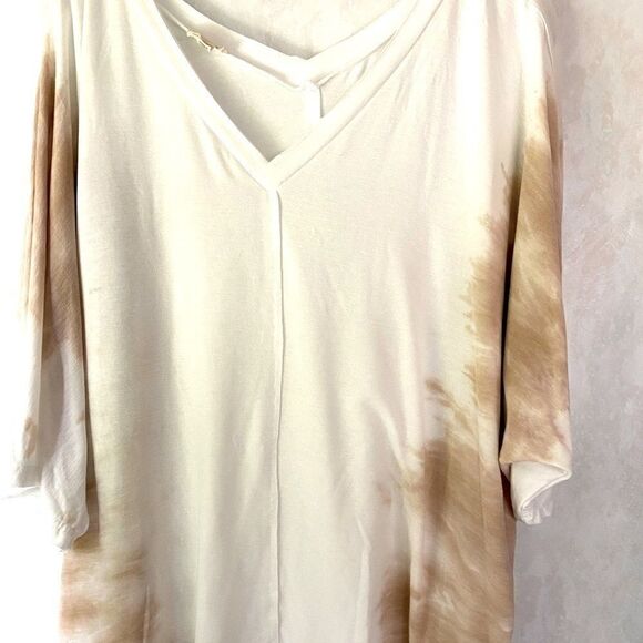 Brand New Pol V Neck Taupe, Cream Large Shirt - Picture 3 of 4
